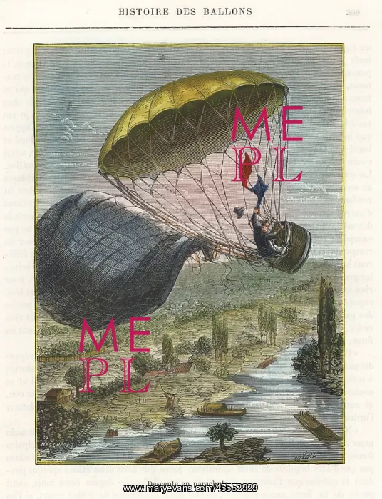 : Descent by parachute of Jacques Garnerin from a balloon : Descent by parachute of Jacques Garnerin from a balloon