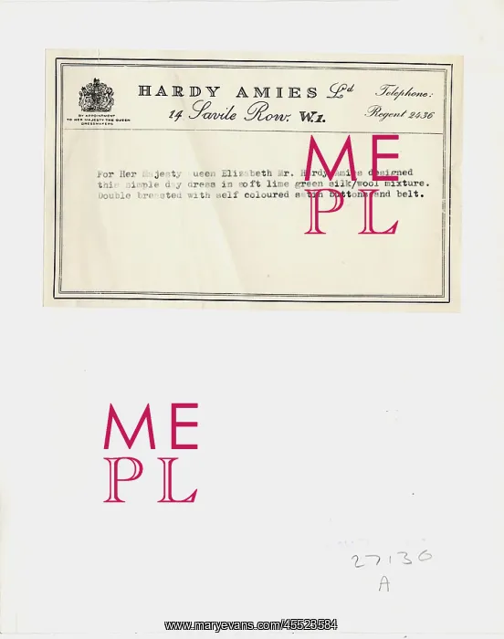 : Description of dress by Hardy Amies : Description of dress by Hardy Amies
