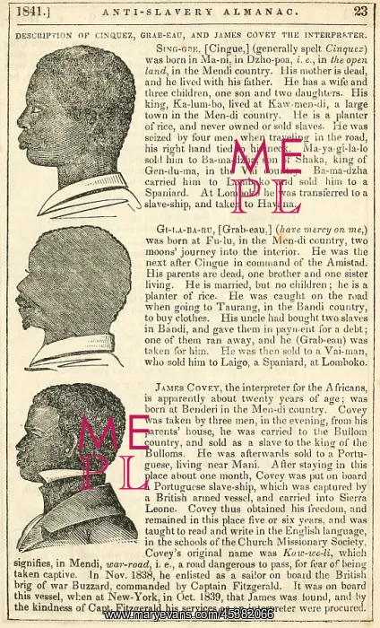 : Descriptions of Amistad slave ship captives : Descriptions of Amistad slave ship captives