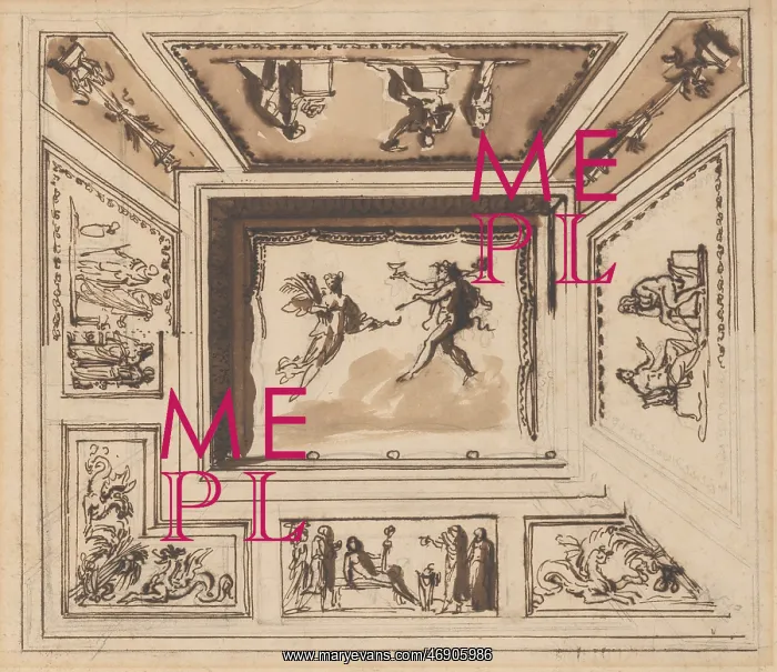 : Design for a Ceiling, n.d. Graphite, pen and : Design for a Ceiling, n.d. Graphite, pen and