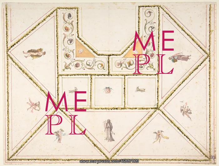 : Design for a Ceiling in Pompeian Style, 18th century : Design for a Ceiling in Pompeian Style, 18th century