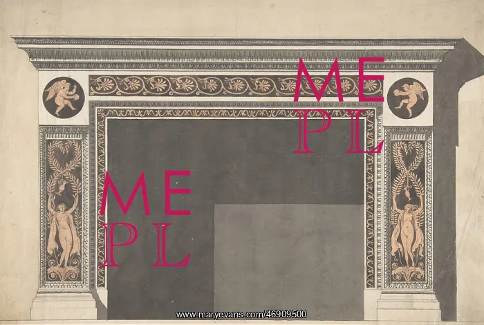 : Design for a Chimney Piece in the Pompeian Style : Design for a Chimney Piece in the Pompeian Style
