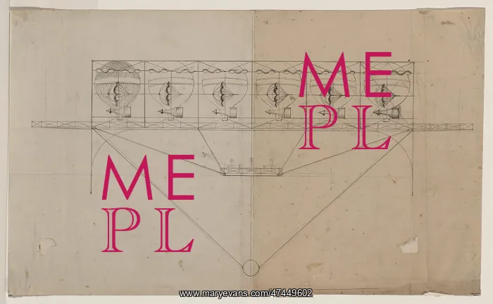 : Design drawing for a navigational system for an airship empl : Design drawing for a navigational system for an airship empl
