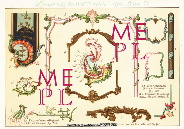 : Design elements from the era of King Louis XV, 18th century : Design elements from the era of King Louis XV, 18th century