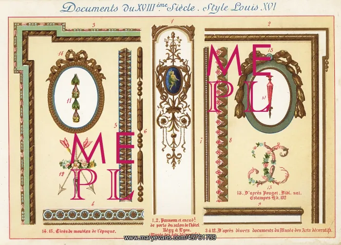: Design elements from the era of King Louis XVI, 18th century : Design elements from the era of King Louis XVI, 18th century