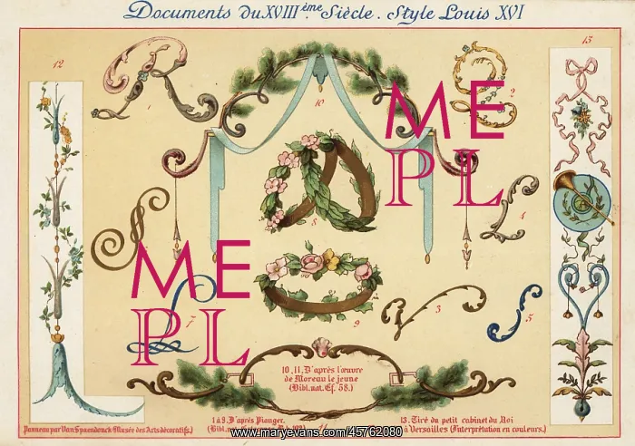 : Design elements from the era of King Louis XVI, 18th century : Design elements from the era of King Louis XVI, 18th century