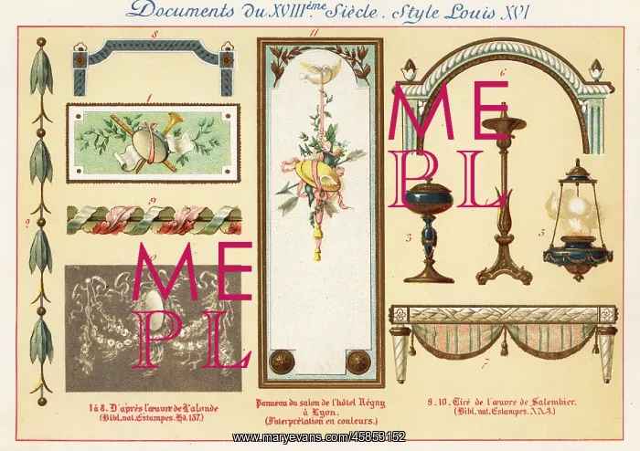 : Design elements from the era of King Louis XVI, 18th century : Design elements from the era of King Louis XVI, 18th century