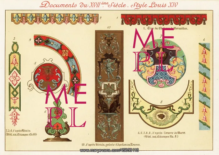 : Design elements from the rococo era of Louis XIV : Design elements from the rococo era of Louis XIV