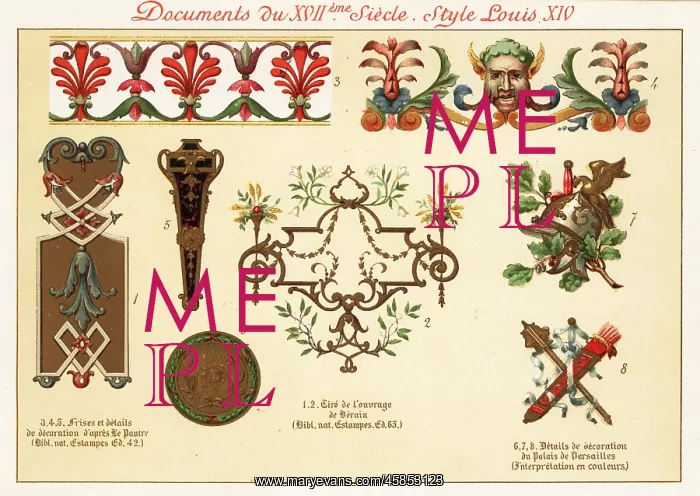 : Design elements from the rococo era of Louis XIV : Design elements from the rococo era of Louis XIV