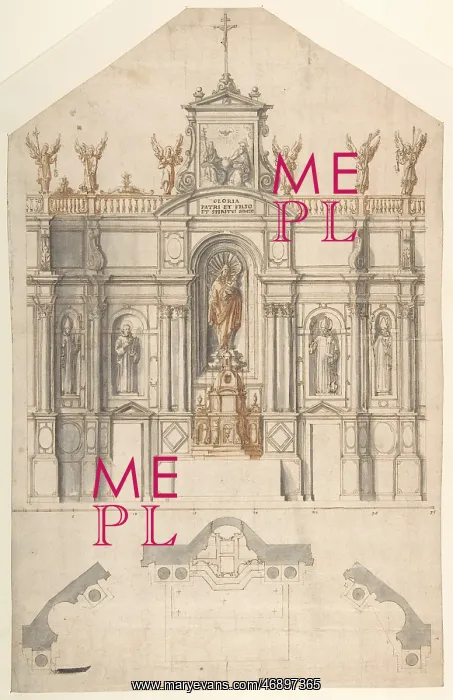 : Design for the Elevation and Plan of a Reredos : Design for the Elevation and Plan of a Reredos