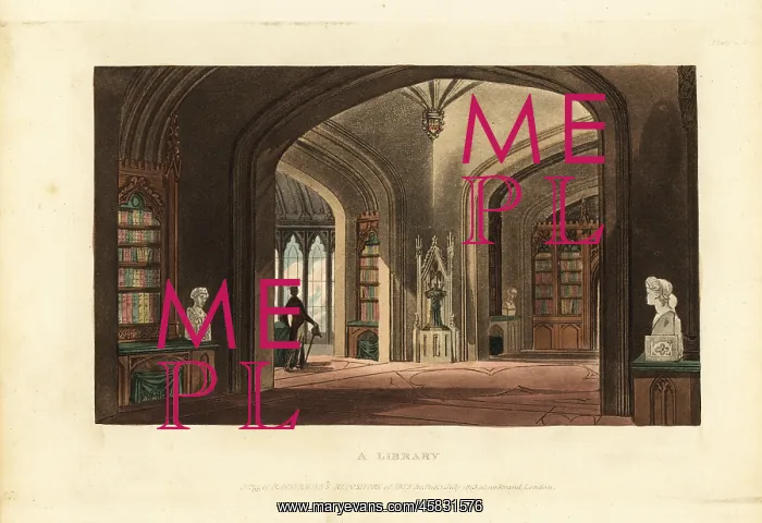 : Design for a Gothic-style library Regency Era : Design for a Gothic-style library Regency Era