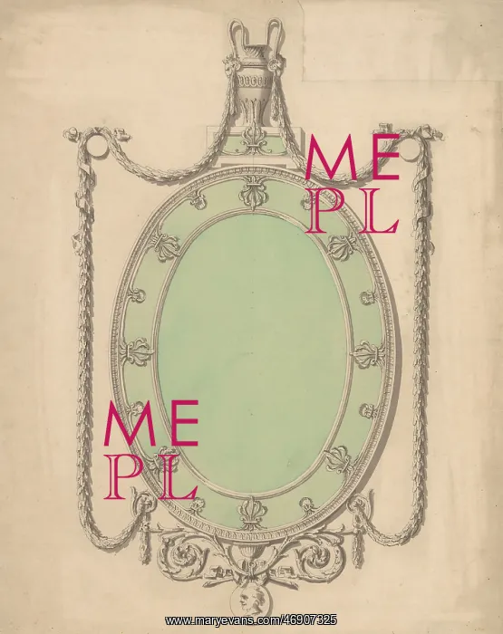 : Design for an Oval Mirror, Surmounted by an Urn : Design for an Oval Mirror, Surmounted by an Urn