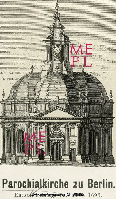 : Design of the Parochialkirche in Berlin, 1695 : Design of the Parochialkirche in Berlin, 1695