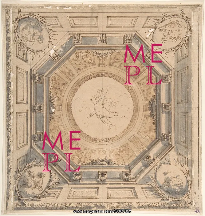 : Design for a Square Trompe L'Oeil Ceiling with : Design for a Square Trompe L'Oeil Ceiling with