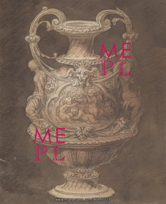 : Design for an Urn with Four Putti in Central Cartouche : Design for an Urn with Four Putti in Central Cartouche
