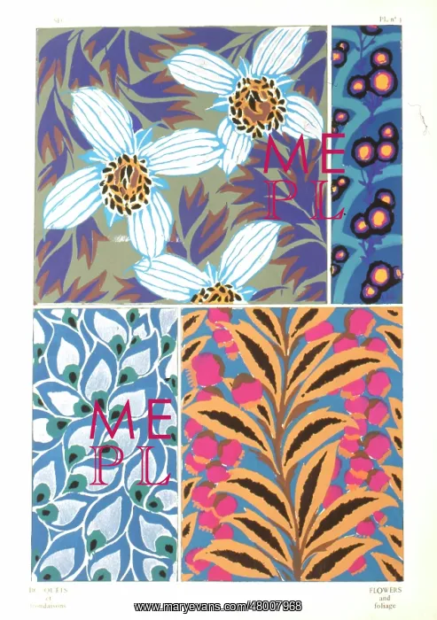 : Four designs of leaves and flowers by E A Seguy : Four designs of leaves and flowers by E A Seguy