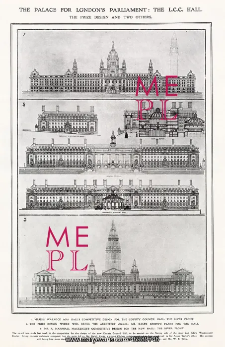  : Designs for London County Council Hall 1908
