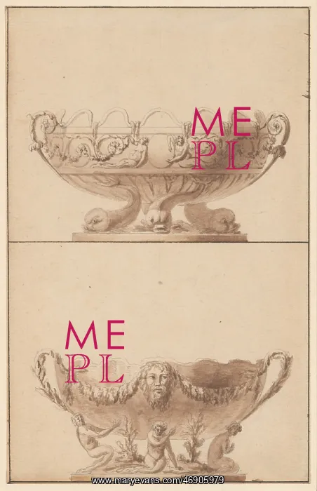 : Two designs for wine coolers, ca. 1750, Pen and : Two designs for wine coolers, ca. 1750, Pen and
