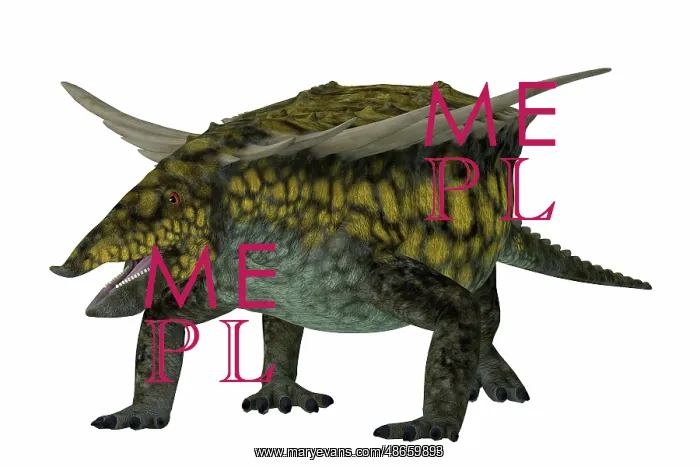 : Desmatosuchus armored dinosaur, front view on : Desmatosuchus armored dinosaur, front view on