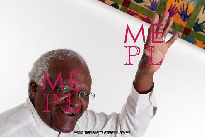 : Desmond Tutu poses for a formal portrait in a : Desmond Tutu poses for a formal portrait in a