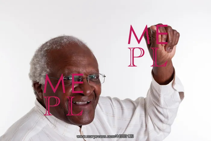 : Desmond Tutu poses for a formal portrait in a : Desmond Tutu poses for a formal portrait in a
