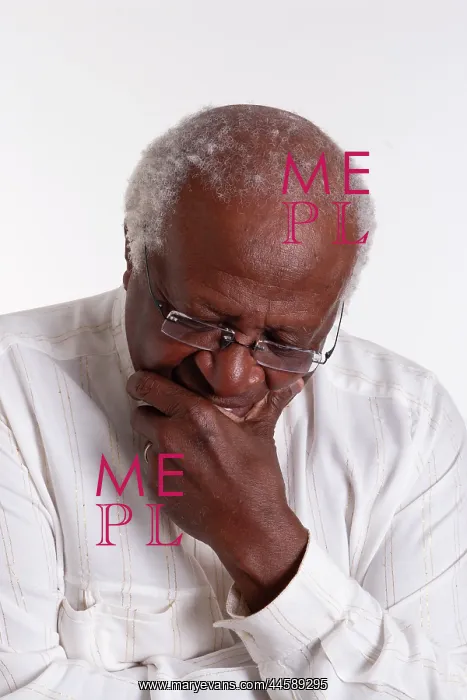 : Desmond Tutu poses for a formal portrait in a : Desmond Tutu poses for a formal portrait in a