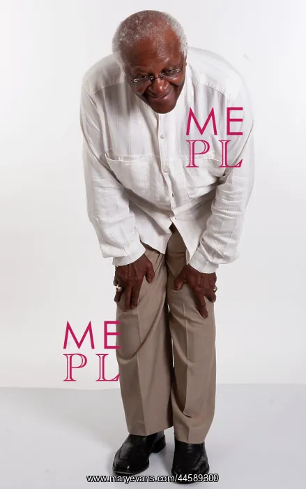 : Desmond Tutu poses for a formal portrait in a : Desmond Tutu poses for a formal portrait in a
