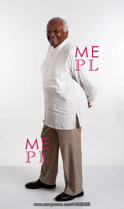 : Desmond Tutu poses for a formal portrait in a : Desmond Tutu poses for a formal portrait in a