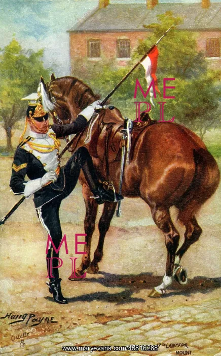 : A despatch orderly mounting outside the troop stable : A despatch orderly mounting outside the troop stable