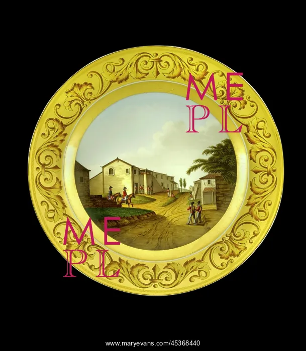 : Dessert plate depicting HQ at Vimiero : Dessert plate depicting HQ at Vimiero