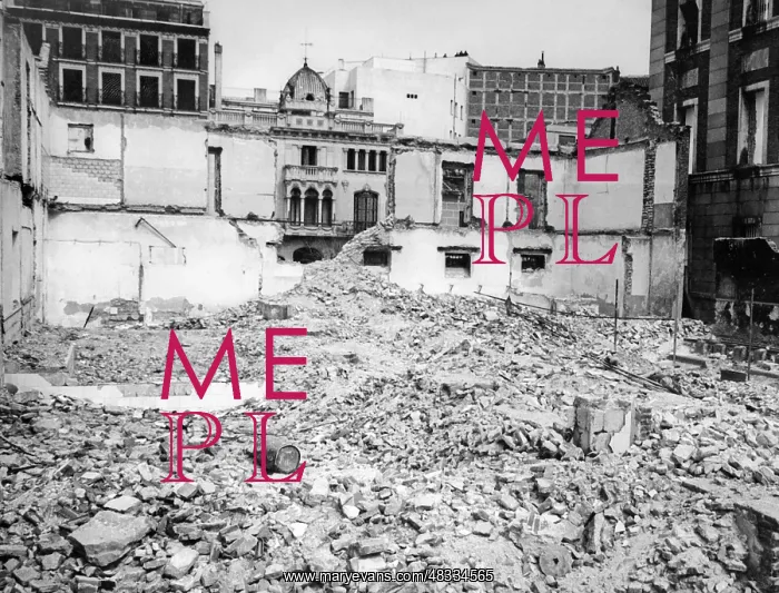 : Destroyed barrack Montana in Madrid, 1936 : Destroyed barrack Montana in Madrid, 1936
