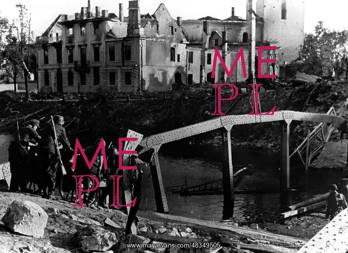 : Destroyed bridge in Latvia, 1944 : Destroyed bridge in Latvia, 1944