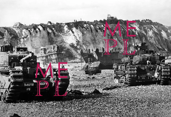  : Destroyed british tanks at dieppe coast, 1942