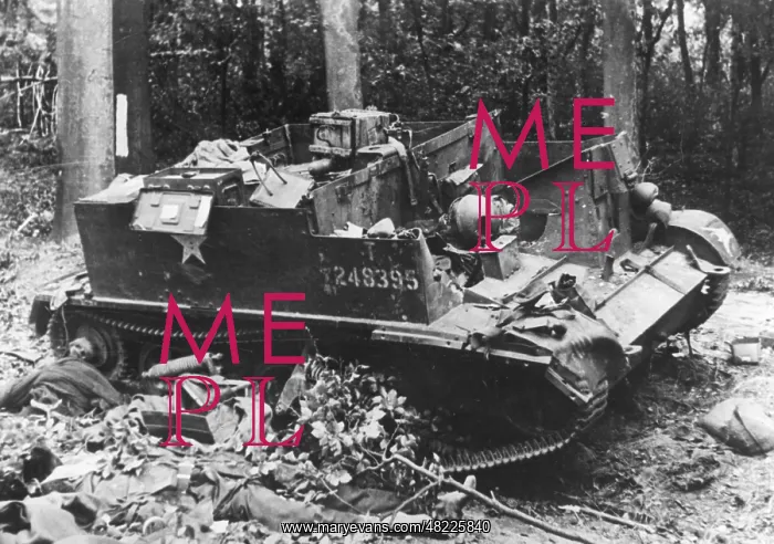 : Destroyed British Universal Carrier after the airborne l : Destroyed British Universal Carrier after the airborne l