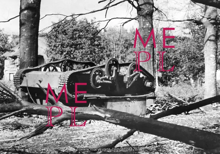 : Destroyed British Universal Carrier after the airborne l : Destroyed British Universal Carrier after the airborne l