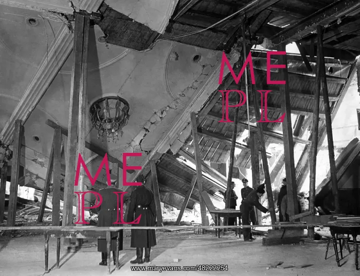 : The destroyed Buergerbraeukeller after Elser's assassina : The destroyed Buergerbraeukeller after Elser's assassina