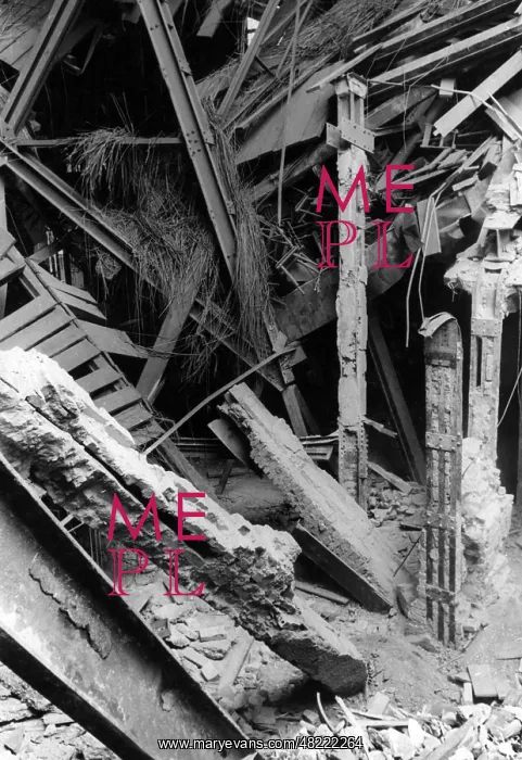 : The destroyed Buergerbraeukeller after Elser's assassina : The destroyed Buergerbraeukeller after Elser's assassina