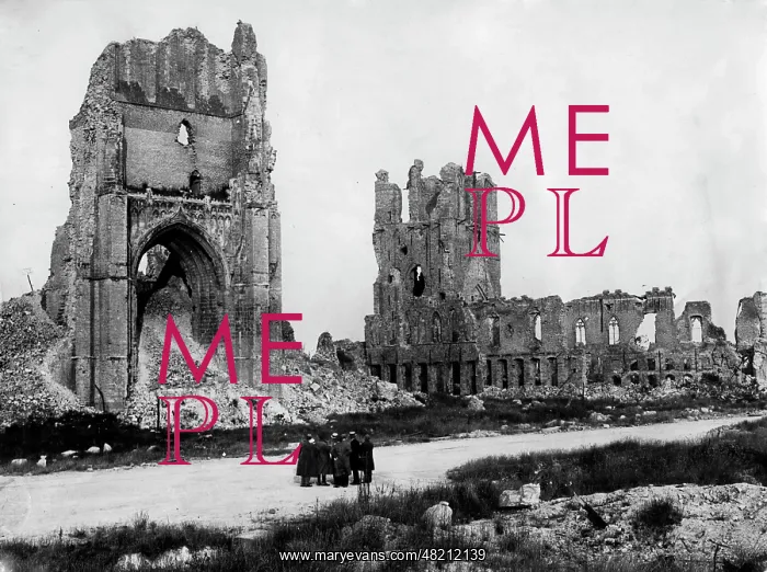 : Destroyed church in Ypres, 1915 : Destroyed church in Ypres, 1915