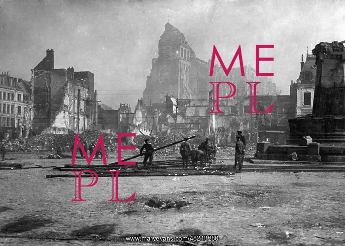 : Destroyed city of St. Quentin at the Western Front, 1917 : Destroyed city of St. Quentin at the Western Front, 1917