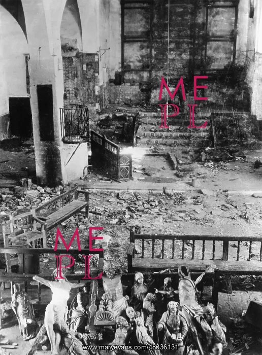 : Destroyed interior of a church in Madrid, 1936 : Destroyed interior of a church in Madrid, 1936