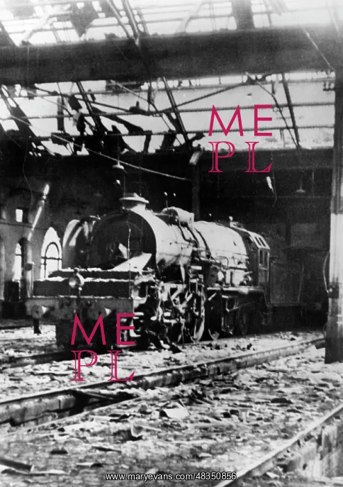 : Destroyed railway station of Dinant, May 1940 : Destroyed railway station of Dinant, May 1940