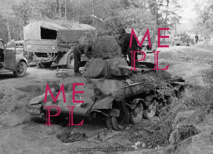 : Destroyed Russian tank, 1941 : Destroyed Russian tank, 1941