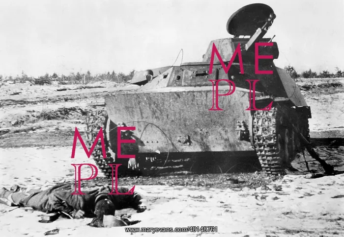 : Destroyed Russian tank on the Eastern front, 1941 : Destroyed Russian tank on the Eastern front, 1941