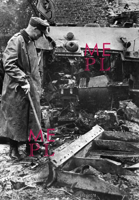: Destroyed Sherman tank, 1944 : Destroyed Sherman tank, 1944