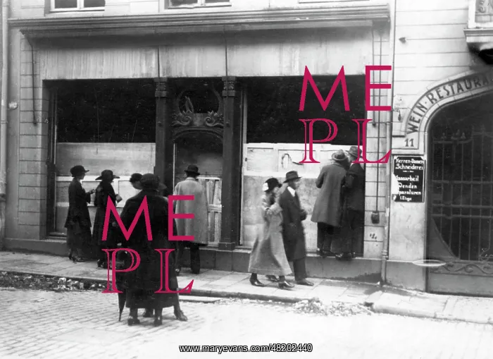 : The destroyed shop of a separatist in Aachen, 1923 : The destroyed shop of a separatist in Aachen, 1923