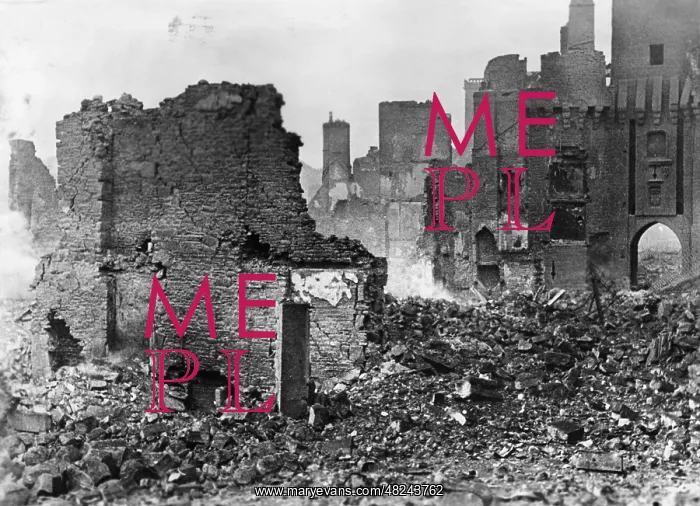 : Destroyed town in Normandy, 1944 : Destroyed town in Normandy, 1944