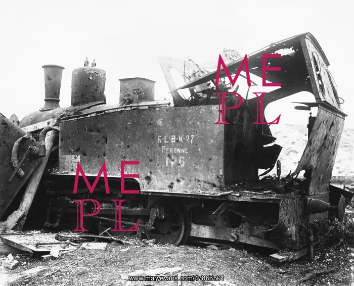  : Destroyed train engine WWI