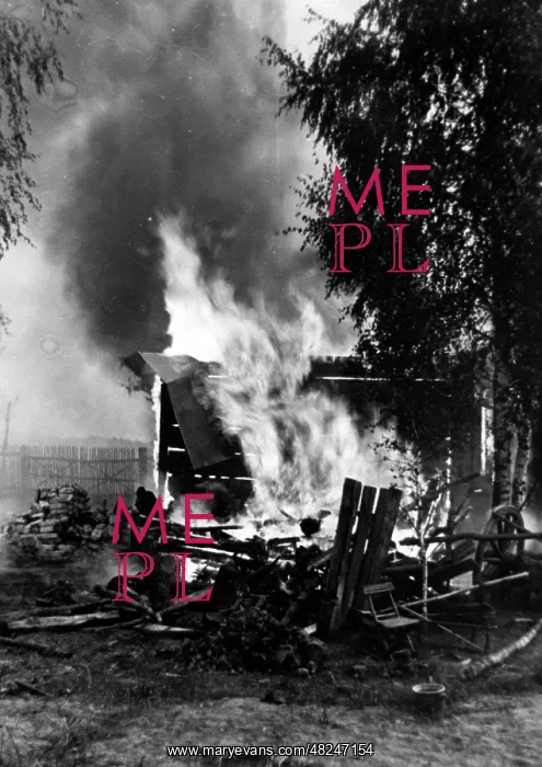 : Destroyed village on the Eastern Front, 1944 : Destroyed village on the Eastern Front, 1944