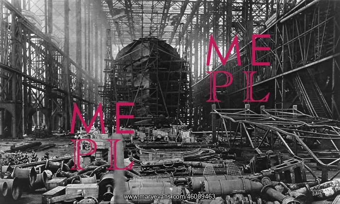 : Destroyer on stock in a navy ship-building yard : Destroyer on stock in a navy ship-building yard