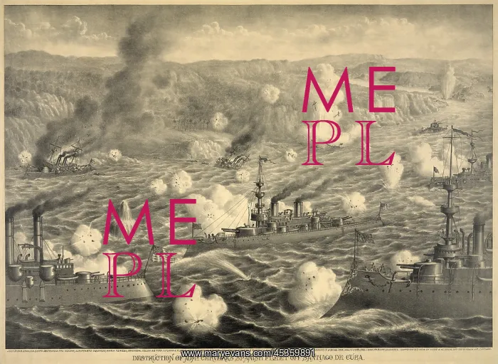 : Destruction of Spanish fleet after it left Santiago : Destruction of Spanish fleet after it left Santiago
